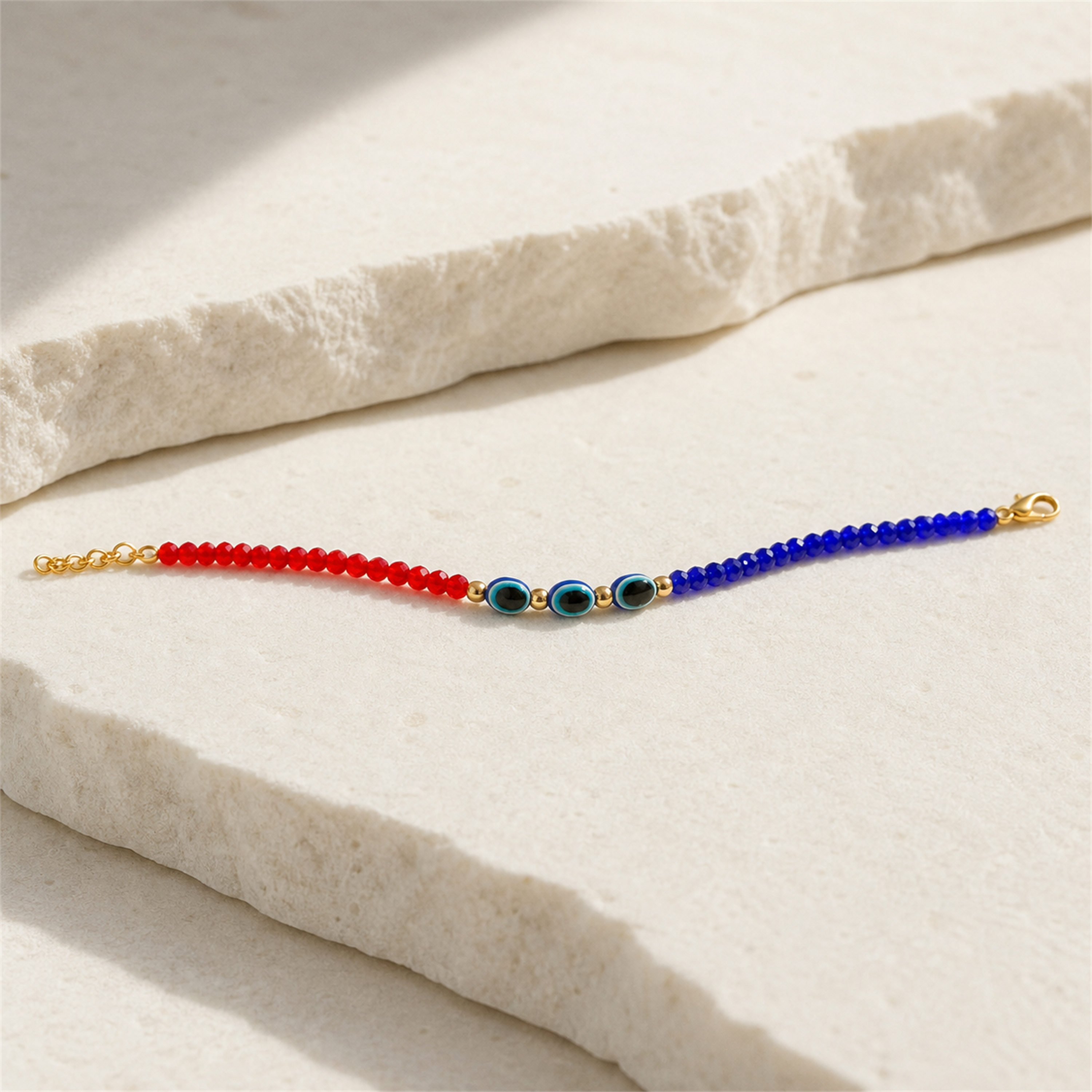 Red Blue Evil Eye Nazar Bracelet – Handcrafted Protection Bracelet for Good Luck & Gifting | Labh Ethnica