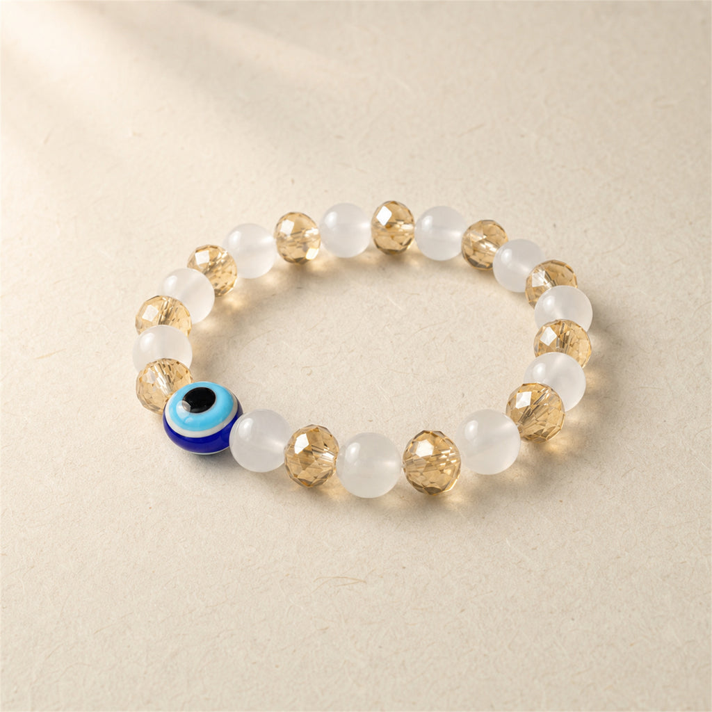 White Gold Evil Eye Nazar Bracelet – Handcrafted Protection & Good Luck Bracelet for Gifting | Labh Ethnica
