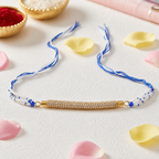 White Blue Beaded Rakhi for Brother