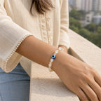 White Gold Evil Eye Nazar Bracelet – Handcrafted Protection & Good Luck Bracelet for Gifting | Labh Ethnica