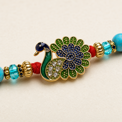 Peacock Rakhi Bracelet for Brother – Raksha Bandhan Gift | Traditional Indian Festive Jewellery | Labh Ethnica