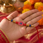 Pink Swastik Rakhi for Brother – Handcrafted Auspicious Beaded Bracelet for Raksha Bandhan | Labh Ethnica