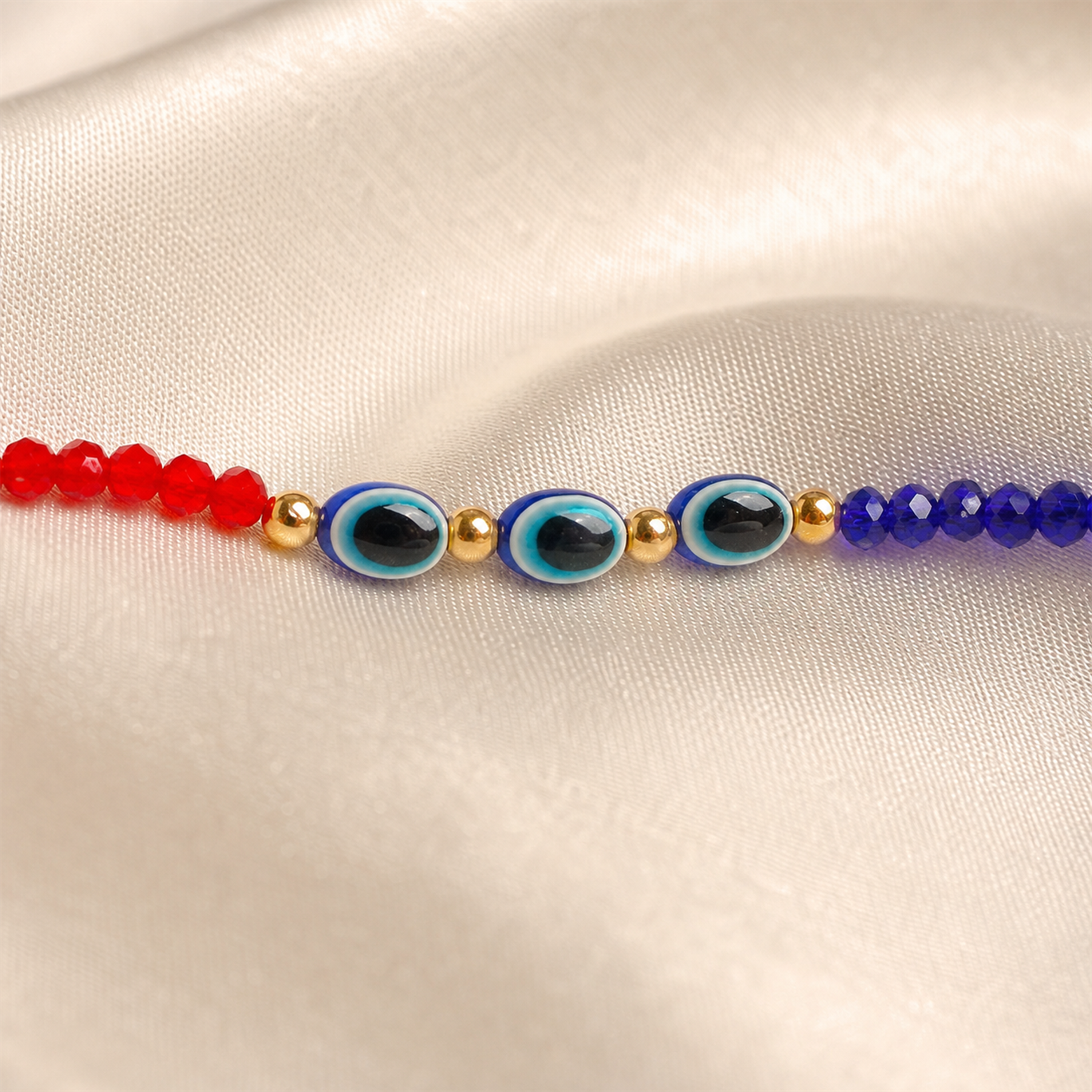Red Blue Evil Eye Nazar Bracelet – Handcrafted Protection Bracelet for Good Luck & Gifting | Labh Ethnica