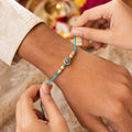 Turquoise Evil Eye Rakhi for Brother – Handcrafted Nazar Protection Bracelet for Raksha Bandhan | Labh Ethnica