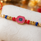Pink Swastik Rakhi for Brother – Handcrafted Auspicious Beaded Bracelet for Raksha Bandhan | Labh Ethnica