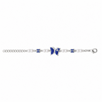 Silver Evil Eye Rakhi Bracelet with Pearls & Butterfly Charm – Nazar Protection Bracelet | Labh Ethnica