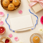 White Blue Beaded Rakhi for Brother