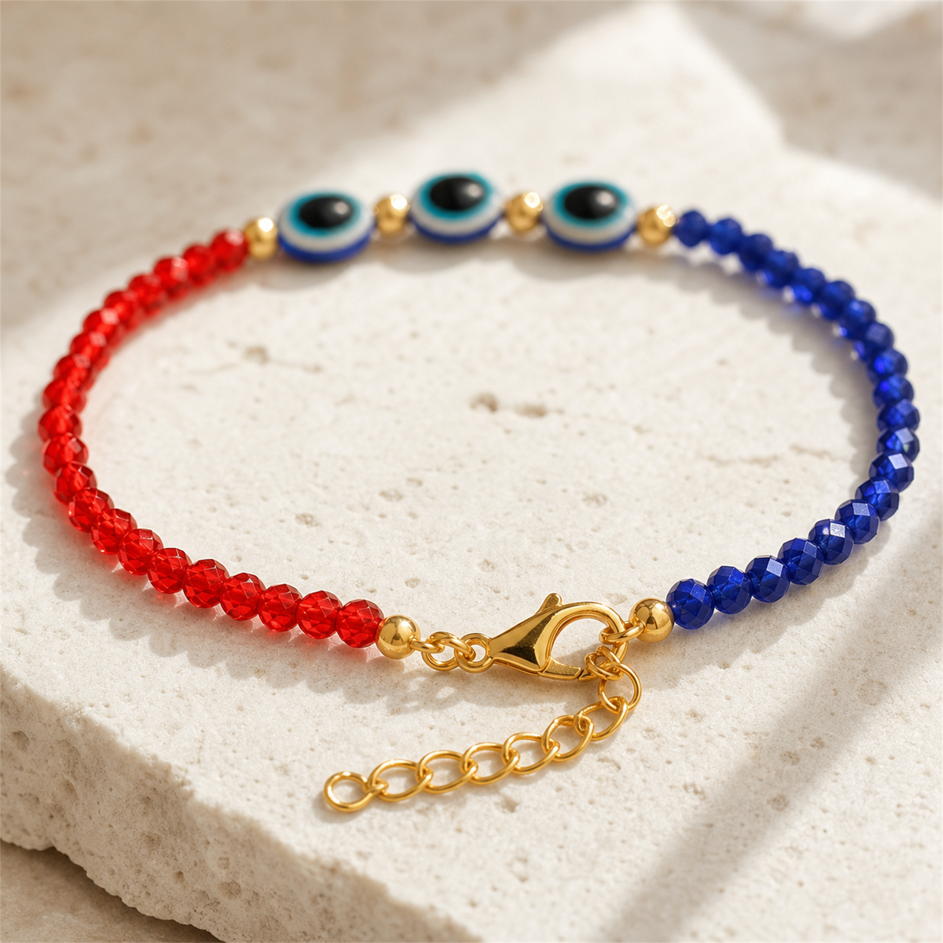 Red Blue Evil Eye Nazar Bracelet – Handcrafted Protection Bracelet for Good Luck & Gifting | Labh Ethnica
