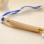 White Blue Beaded Rakhi for Brother