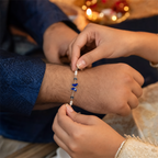 Silver Evil Eye Rakhi Bracelet with Pearls & Butterfly Charm – Nazar Protection Bracelet | Labh Ethnica