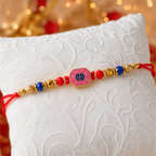 Pink Swastik Rakhi for Brother – Handcrafted Auspicious Beaded Bracelet for Raksha Bandhan | Labh Ethnica