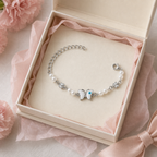 Silver Evil Eye Rakhi Bracelet with Pearls & Butterfly Charm