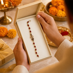 Spiritual Om Trishul Rudraksha Bead Bracelet for Men | Shiva Protection Rakhi