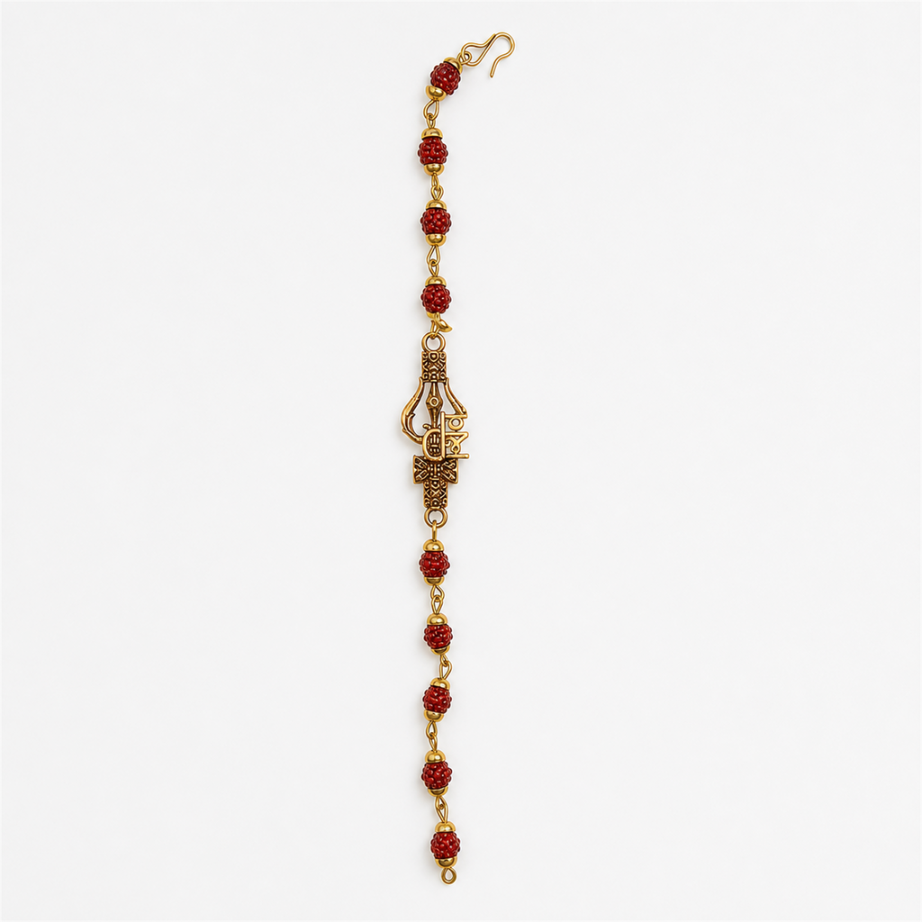 Spiritual Om Trishul Rudraksha Bead Bracelet for Men | Shiva Protection Rakhi