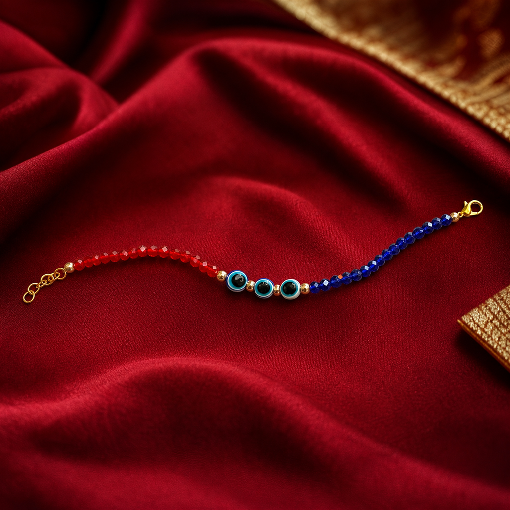 Red Blue Evil Eye Nazar Bracelet – Handcrafted Protection Bracelet for Good Luck & Gifting | Labh Ethnica