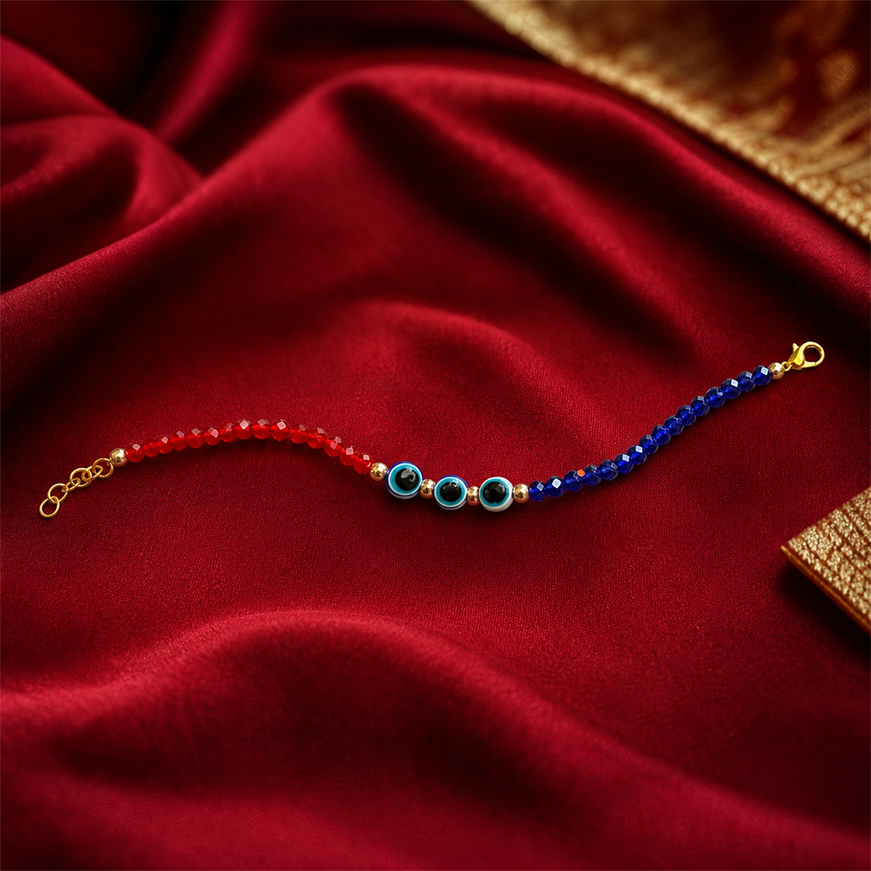 Red Blue Evil Eye Nazar Bracelet – Handcrafted Protection Bracelet for Good Luck & Gifting | Labh Ethnica