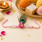 Peacock Krishna Rakhi for Brother – Handcrafted Enamel Deity Bracelet for Raksha Bandhan | Labh Ethnica