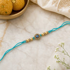 Turquoise Evil Eye Rakhi for Brother – Handcrafted Nazar Protection Bracelet for Raksha Bandhan | Labh Ethnica