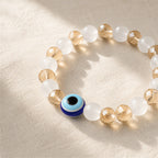 White Gold Evil Eye Nazar Bracelet – Handcrafted Protection & Good Luck Bracelet for Gifting | Labh Ethnica
