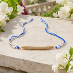 White Blue Beaded Rakhi for Brother