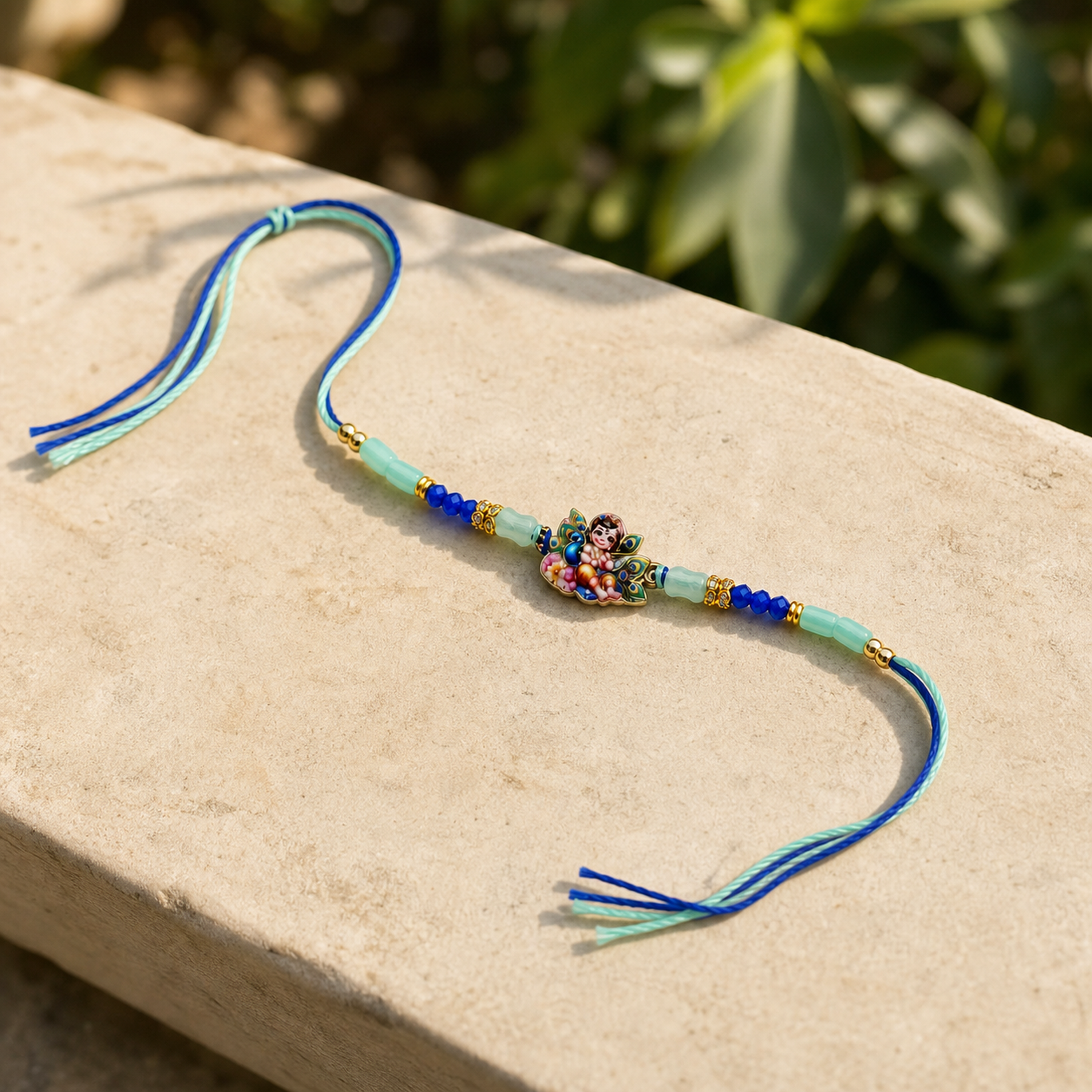 Bal Gopal Krishna Rakhi – Handcrafted Enamel Deity Beaded Tassel Bracelet for Raksha Bandhan | Labh Ethnica