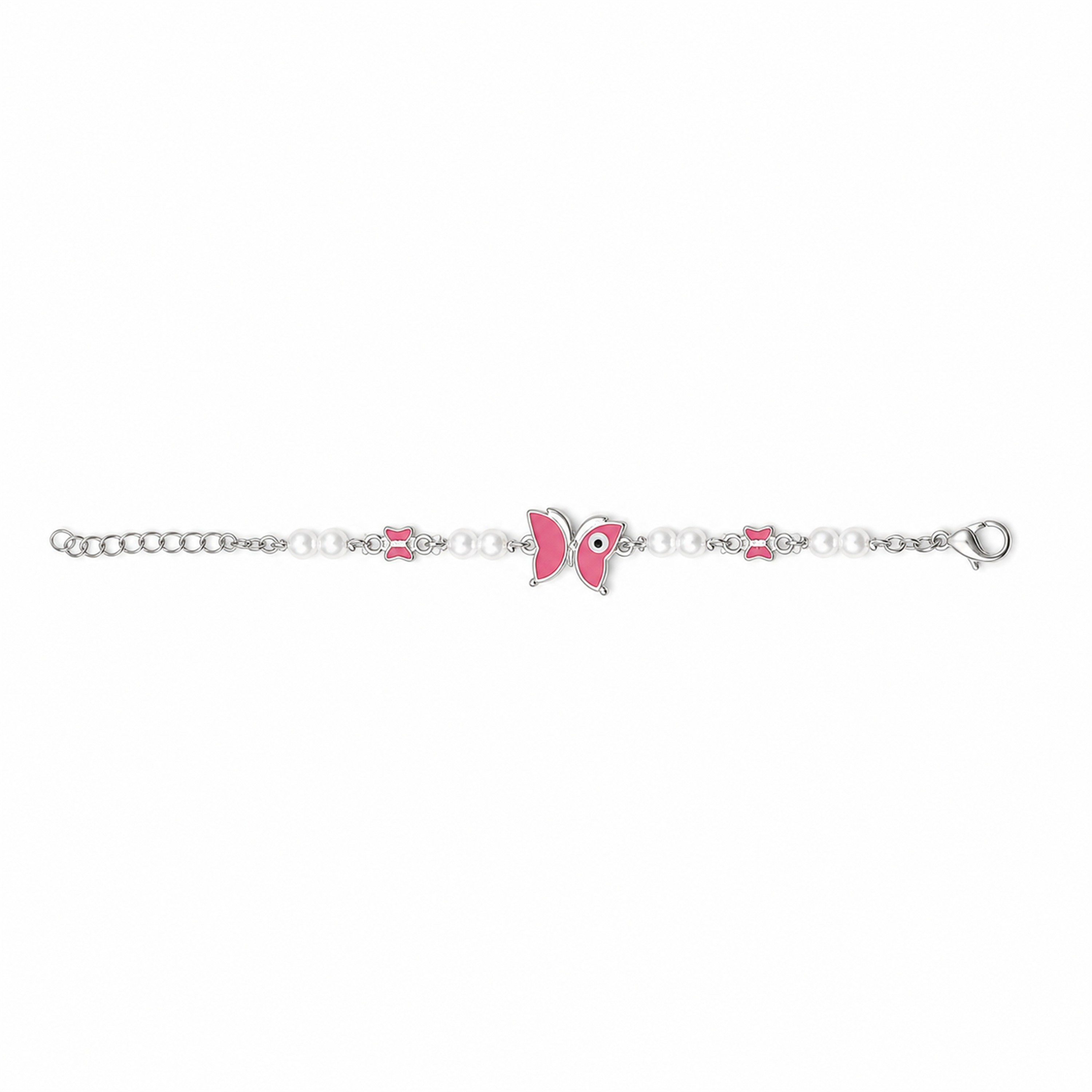 Silver Evil Eye Rakhi Bracelet with Pearls & Butterfly Charm – Nazar Protection Bracelet | Labh Ethnica