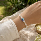 White Gold Evil Eye Nazar Bracelet – Handcrafted Protection & Good Luck Bracelet for Gifting | Labh Ethnica