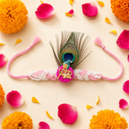 Peacock Krishna Rakhi for Brother – Handcrafted Enamel Deity Bracelet for Raksha Bandhan | Labh Ethnica