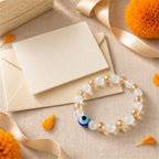 White Gold Evil Eye Nazar Bracelet – Handcrafted Protection & Good Luck Bracelet for Gifting | Labh Ethnica