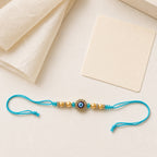 Turquoise Evil Eye Rakhi for Brother – Handcrafted Nazar Protection Bracelet for Raksha Bandhan | Labh Ethnica