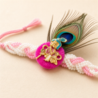 Peacock Krishna Rakhi for Brother – Handcrafted Enamel Deity Bracelet for Raksha Bandhan | Labh Ethnica
