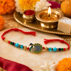 Peacock Rakhi Bracelet for Brother – Raksha Bandhan Gift | Traditional Indian Festive Jewellery | Labh Ethnica