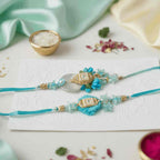 Turquoise beaded Rakhi bracelet set for brother - rakhi gift set