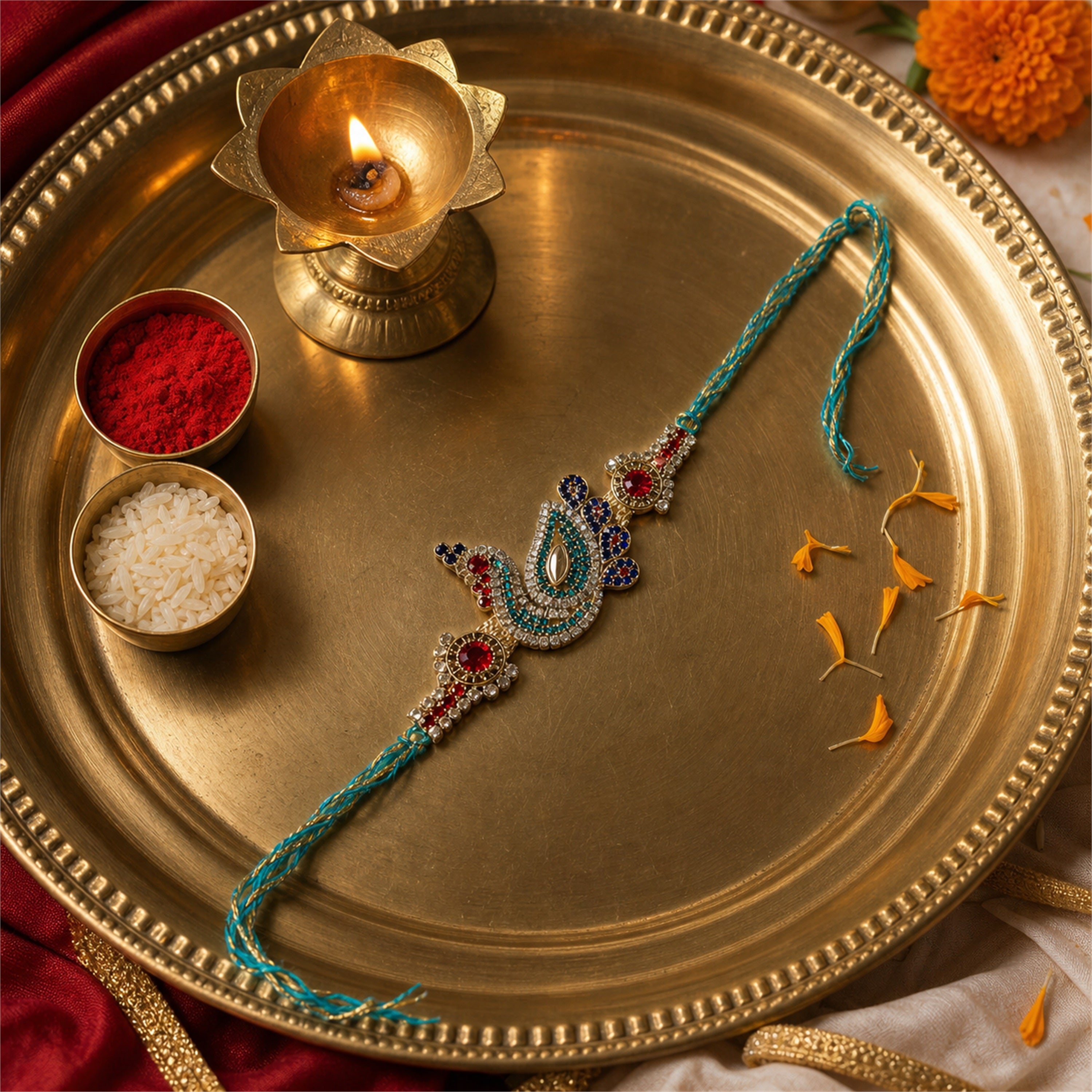 Peacock Rakhi Gift Box Set – Premium Handcrafted Raksha Bandhan Gift for Brother | Labh Ethnica