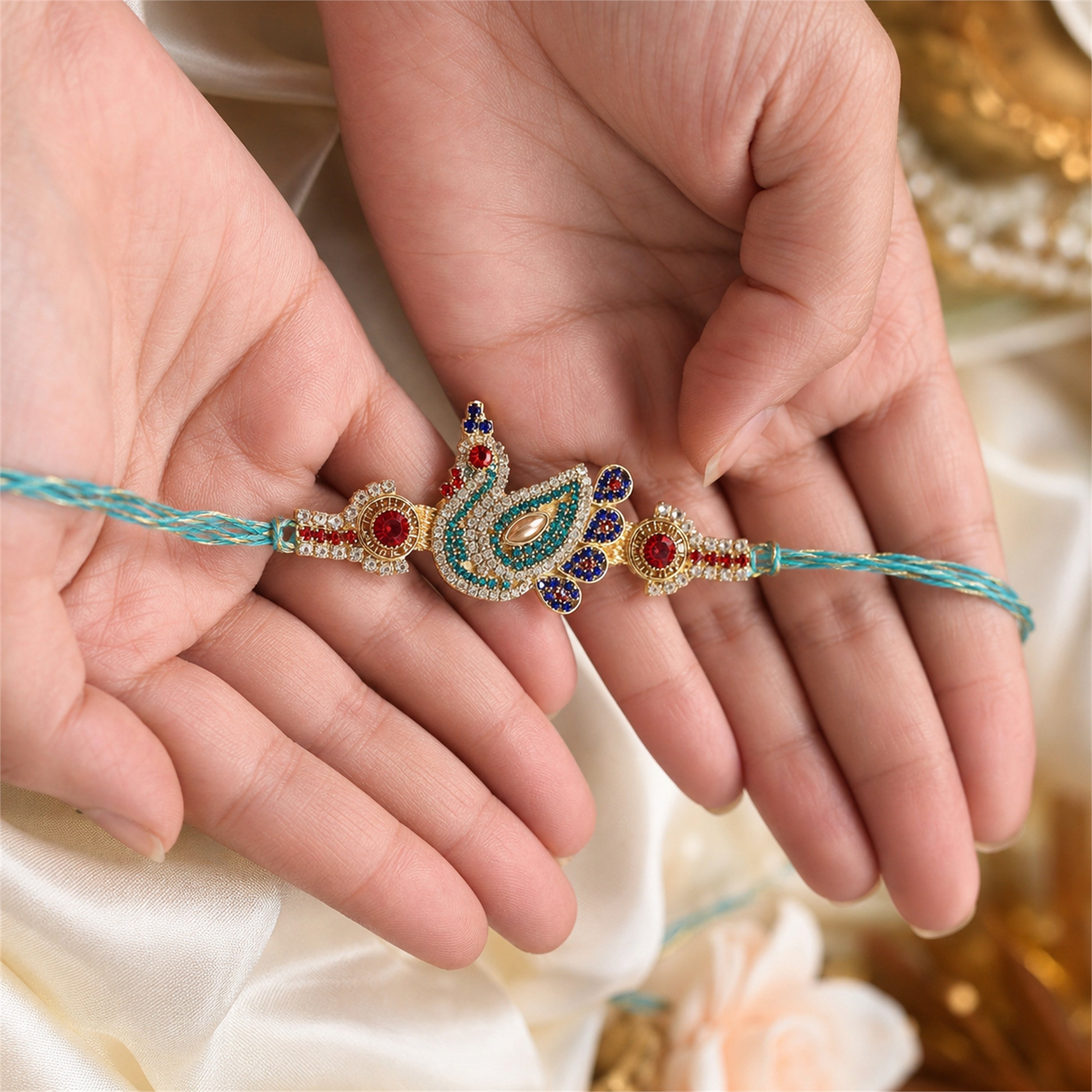 Peacock Rakhi Gift Box Set – Premium Handcrafted Raksha Bandhan Gift for Brother | Labh Ethnica