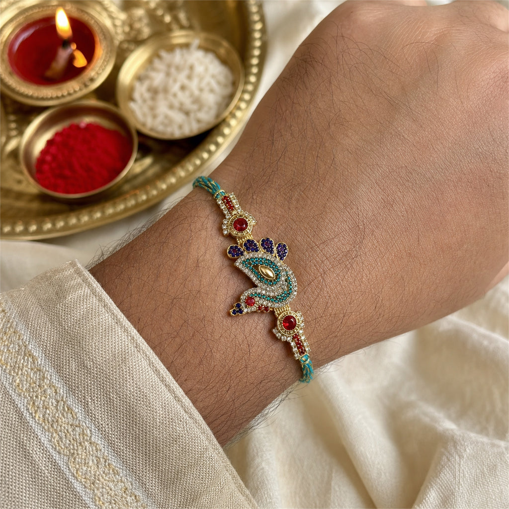 Peacock Rakhi Gift Box Set – Premium Handcrafted Raksha Bandhan Gift for Brother | Labh Ethnica