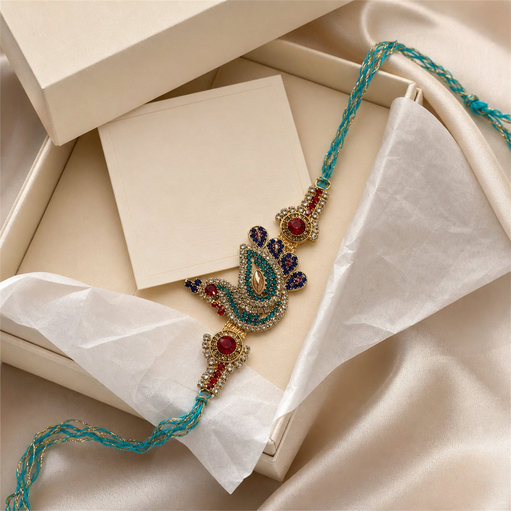 Peacock Rakhi Gift Box Set – Premium Handcrafted Raksha Bandhan Gift for Brother | Labh Ethnica