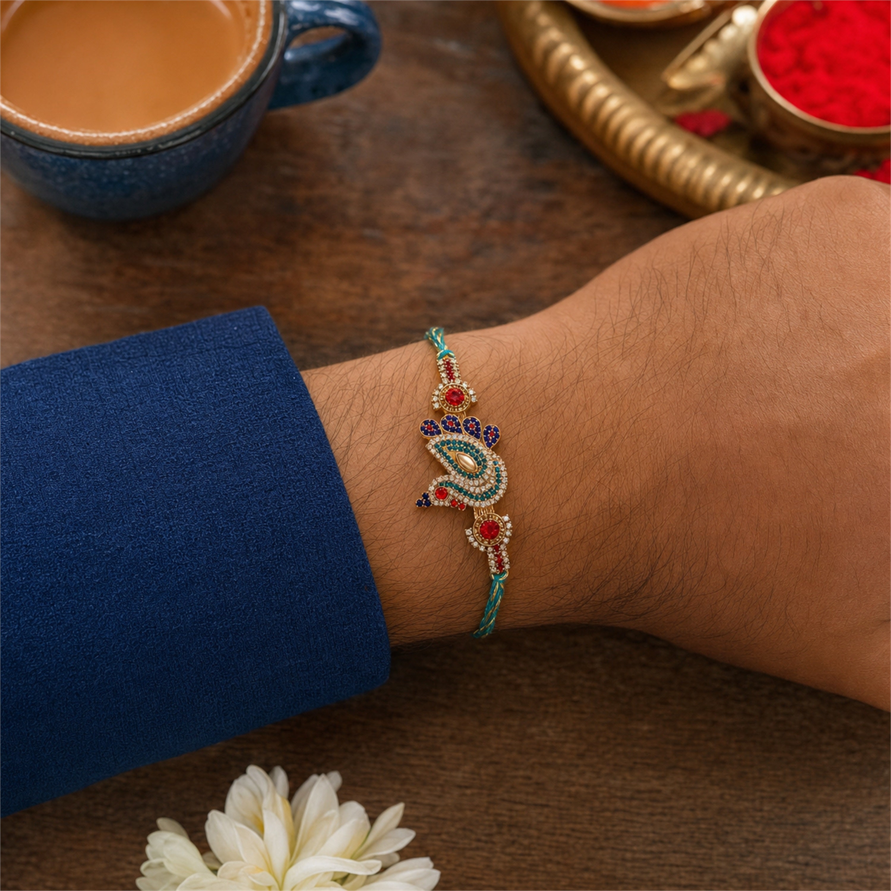 Peacock Rakhi Gift Box Set – Premium Handcrafted Raksha Bandhan Gift for Brother | Labh Ethnica