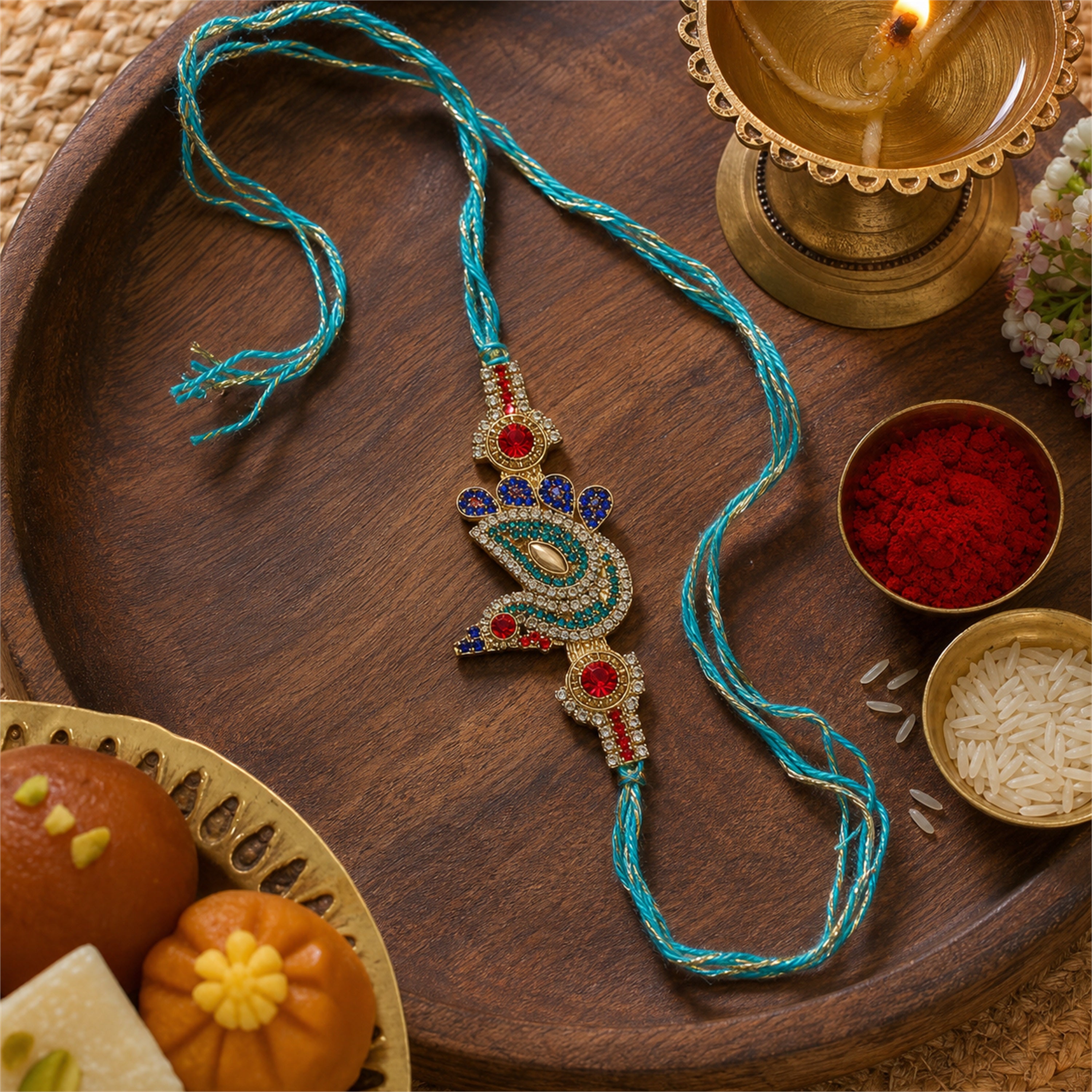 Peacock Rakhi Gift Box Set – Premium Handcrafted Raksha Bandhan Gift for Brother | Labh Ethnica