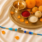 Radha Krishna Peacock Feather Designer Rakhi Thread for Brother